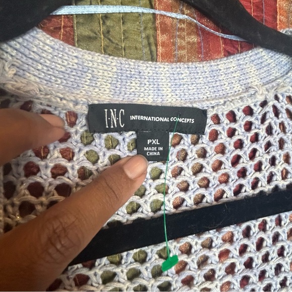 INC International Concepts Blue Ombré Open Knit Sweater Duster size PXL - Picture 5 of 7